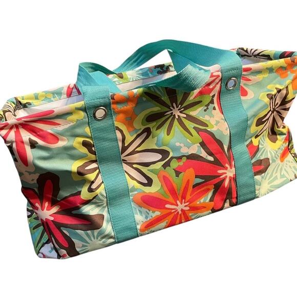 Thirty One Deluxe Utility Tote Daisy Craze Organizer Car Trunk Floral Collapse - Picture 2 of 11